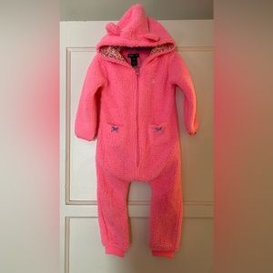 Limited Too Fleece Pink Footless Hooded Onesie NWOT